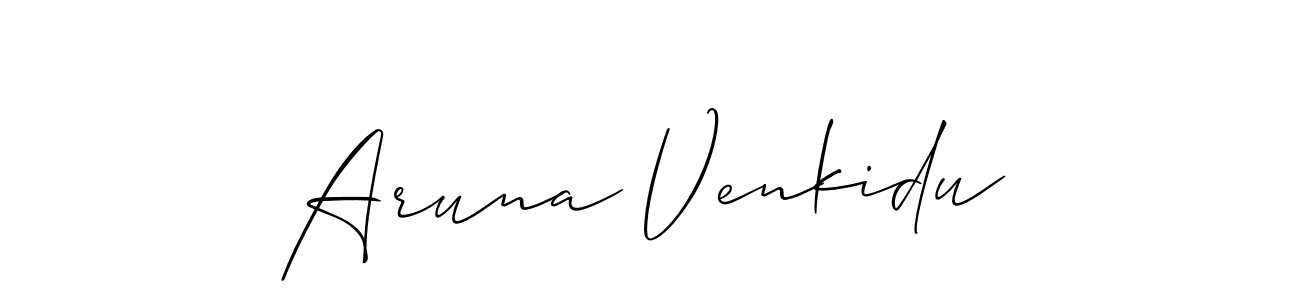 if you are searching for the best signature style for your name Aruna Venkidu. so please give up your signature search. here we have designed multiple signature styles  using Allison_Script. Aruna Venkidu signature style 2 images and pictures png