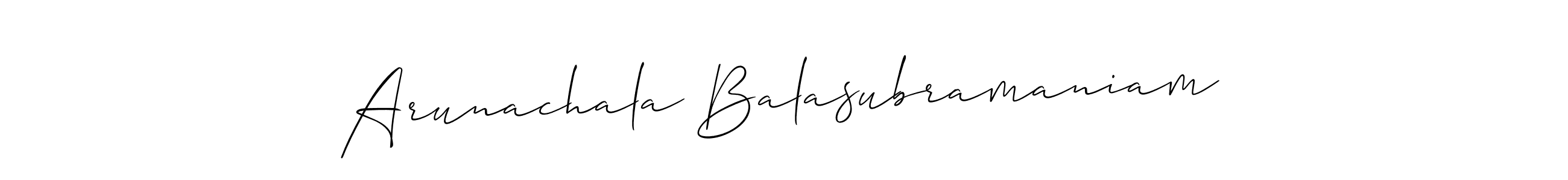 How to make Arunachala Balasubramaniam name signature. Use Allison_Script style for creating short signs online. This is the latest handwritten sign. Arunachala Balasubramaniam signature style 2 images and pictures png