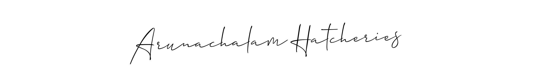 You should practise on your own different ways (Allison_Script) to write your name (Arunachalam Hatcheries) in signature. don't let someone else do it for you. Arunachalam Hatcheries signature style 2 images and pictures png