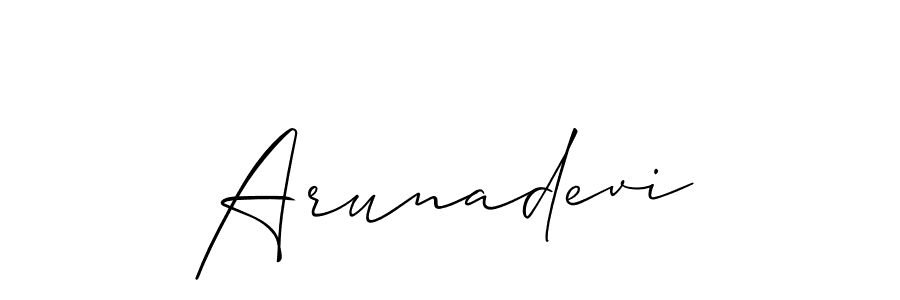 Use a signature maker to create a handwritten signature online. With this signature software, you can design (Allison_Script) your own signature for name Arunadevi. Arunadevi signature style 2 images and pictures png
