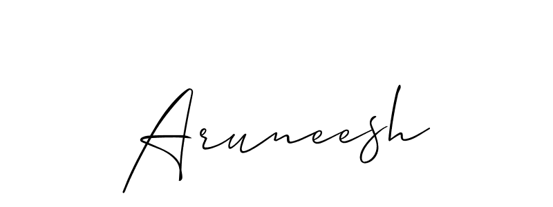 Make a beautiful signature design for name Aruneesh. With this signature (Allison_Script) style, you can create a handwritten signature for free. Aruneesh signature style 2 images and pictures png