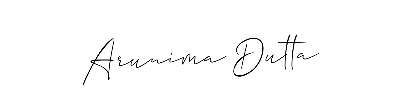 Create a beautiful signature design for name Arunima Dutta. With this signature (Allison_Script) fonts, you can make a handwritten signature for free. Arunima Dutta signature style 2 images and pictures png
