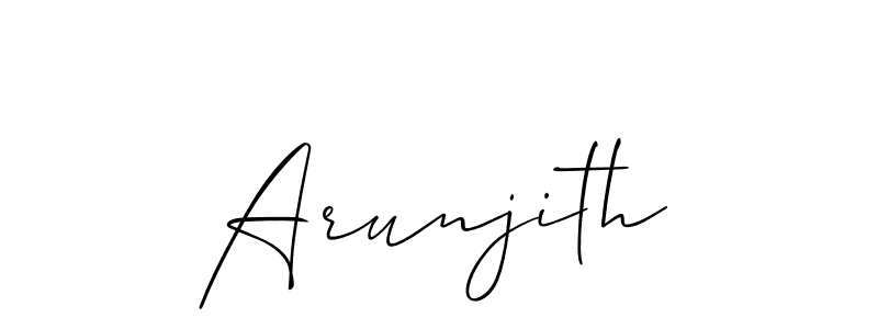 The best way (Allison_Script) to make a short signature is to pick only two or three words in your name. The name Arunjith include a total of six letters. For converting this name. Arunjith signature style 2 images and pictures png