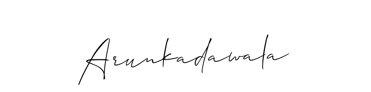 if you are searching for the best signature style for your name Arunkadawala. so please give up your signature search. here we have designed multiple signature styles  using Allison_Script. Arunkadawala signature style 2 images and pictures png