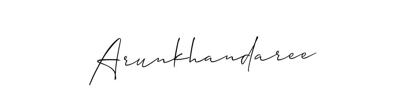 How to make Arunkhandaree name signature. Use Allison_Script style for creating short signs online. This is the latest handwritten sign. Arunkhandaree signature style 2 images and pictures png