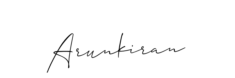 Design your own signature with our free online signature maker. With this signature software, you can create a handwritten (Allison_Script) signature for name Arunkiran. Arunkiran signature style 2 images and pictures png