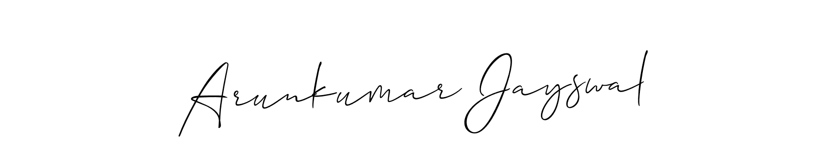 How to make Arunkumar Jayswal name signature. Use Allison_Script style for creating short signs online. This is the latest handwritten sign. Arunkumar Jayswal signature style 2 images and pictures png