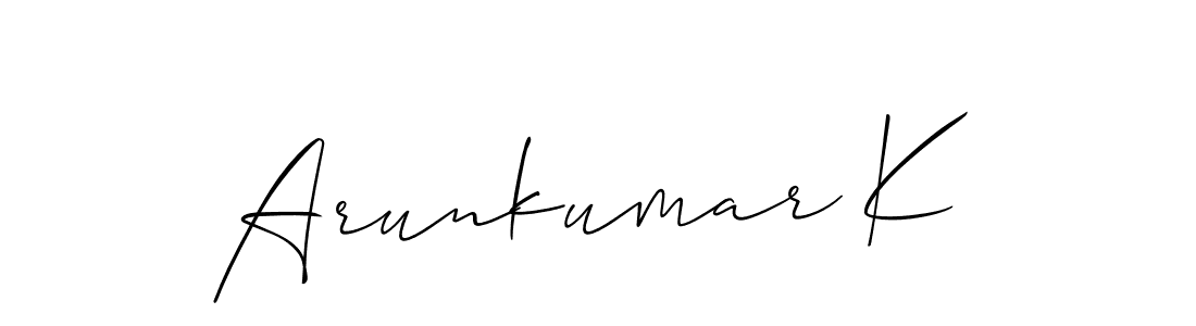 How to make Arunkumar K name signature. Use Allison_Script style for creating short signs online. This is the latest handwritten sign. Arunkumar K signature style 2 images and pictures png