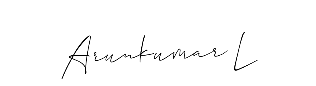if you are searching for the best signature style for your name Arunkumar L. so please give up your signature search. here we have designed multiple signature styles  using Allison_Script. Arunkumar L signature style 2 images and pictures png