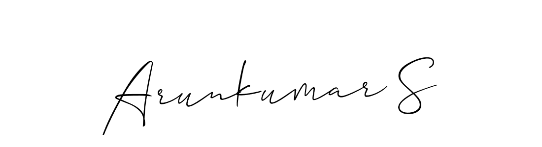 The best way (Allison_Script) to make a short signature is to pick only two or three words in your name. The name Arunkumar S include a total of six letters. For converting this name. Arunkumar S signature style 2 images and pictures png