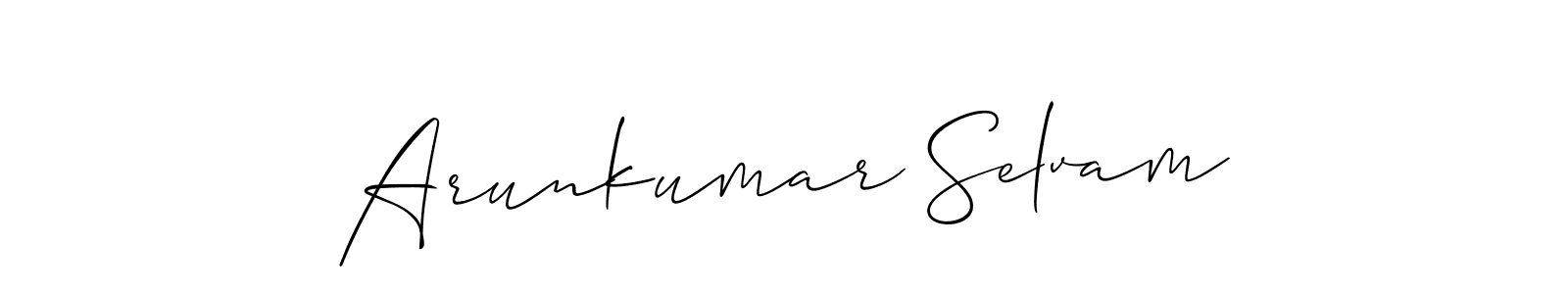 Use a signature maker to create a handwritten signature online. With this signature software, you can design (Allison_Script) your own signature for name Arunkumar Selvam. Arunkumar Selvam signature style 2 images and pictures png
