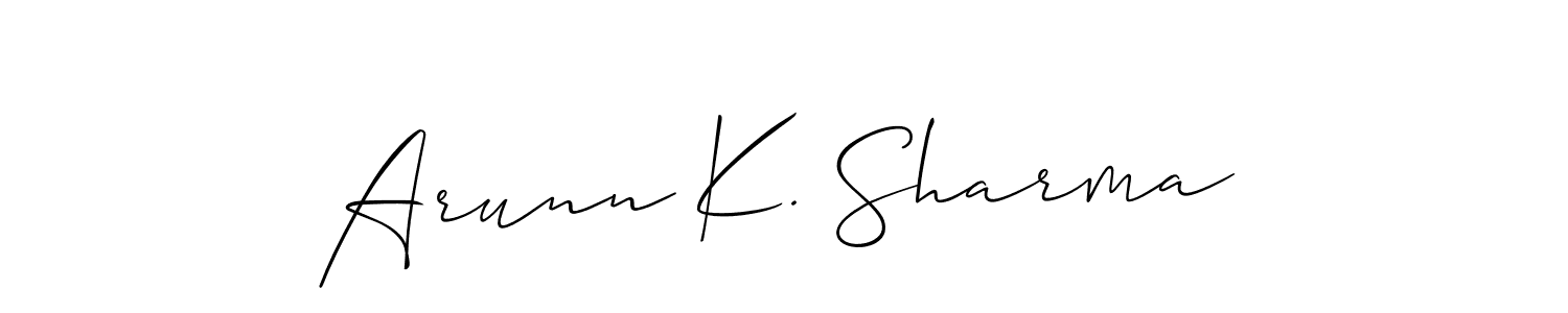 Use a signature maker to create a handwritten signature online. With this signature software, you can design (Allison_Script) your own signature for name Arunn K. Sharma. Arunn K. Sharma signature style 2 images and pictures png