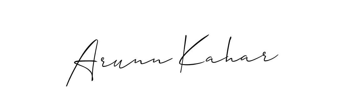 Make a beautiful signature design for name Arunn Kahar. With this signature (Allison_Script) style, you can create a handwritten signature for free. Arunn Kahar signature style 2 images and pictures png