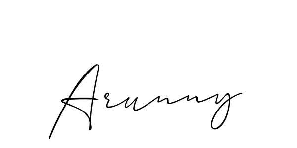 Use a signature maker to create a handwritten signature online. With this signature software, you can design (Allison_Script) your own signature for name Arunny. Arunny signature style 2 images and pictures png