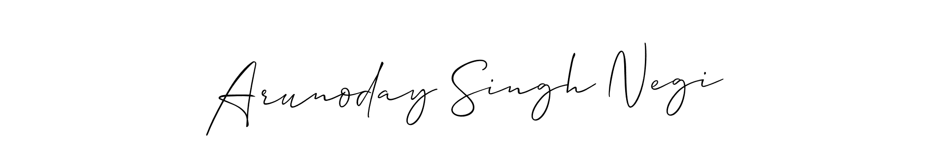 Make a beautiful signature design for name Arunoday Singh Negi. With this signature (Allison_Script) style, you can create a handwritten signature for free. Arunoday Singh Negi signature style 2 images and pictures png