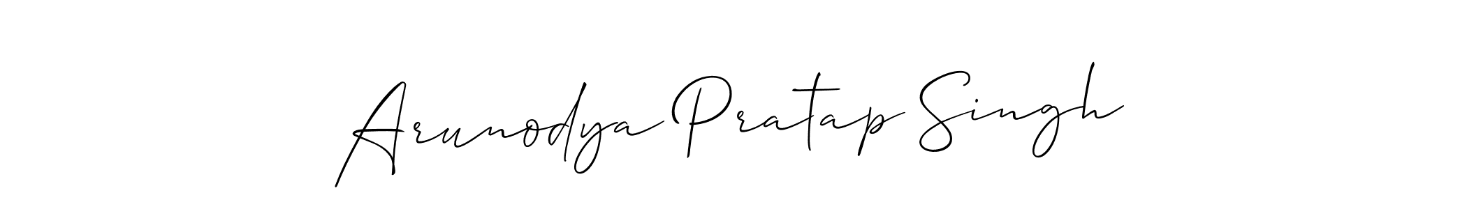 Make a beautiful signature design for name Arunodya Pratap Singh. With this signature (Allison_Script) style, you can create a handwritten signature for free. Arunodya Pratap Singh signature style 2 images and pictures png