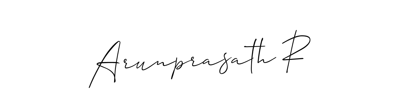 Also You can easily find your signature by using the search form. We will create Arunprasath R name handwritten signature images for you free of cost using Allison_Script sign style. Arunprasath R signature style 2 images and pictures png