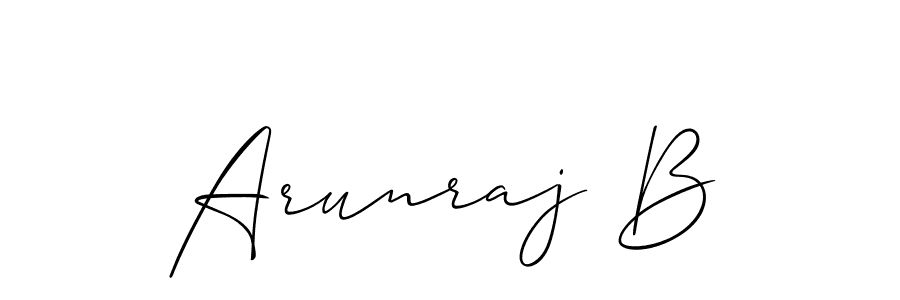 Use a signature maker to create a handwritten signature online. With this signature software, you can design (Allison_Script) your own signature for name Arunraj B. Arunraj B signature style 2 images and pictures png