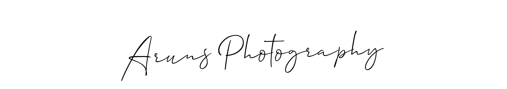 Make a beautiful signature design for name Aruns Photography. With this signature (Allison_Script) style, you can create a handwritten signature for free. Aruns Photography signature style 2 images and pictures png