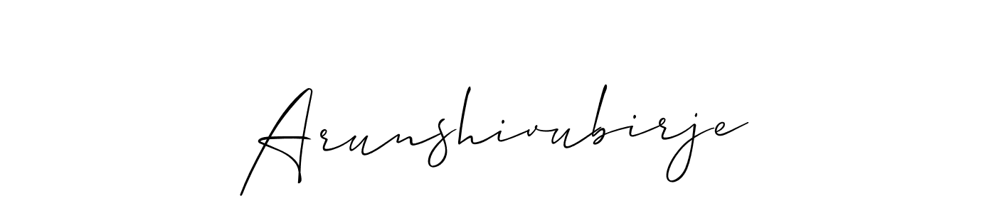 You should practise on your own different ways (Allison_Script) to write your name (Arunshivubirje) in signature. don't let someone else do it for you. Arunshivubirje signature style 2 images and pictures png