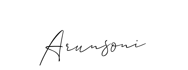 Make a short Arunsoni signature style. Manage your documents anywhere anytime using Allison_Script. Create and add eSignatures, submit forms, share and send files easily. Arunsoni signature style 2 images and pictures png