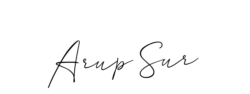 How to make Arup Sur name signature. Use Allison_Script style for creating short signs online. This is the latest handwritten sign. Arup Sur signature style 2 images and pictures png