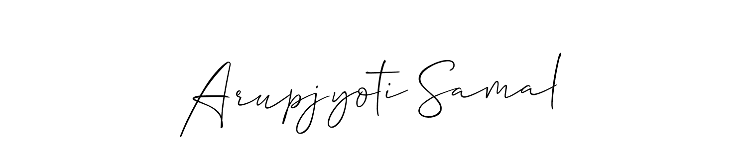 Also You can easily find your signature by using the search form. We will create Arupjyoti Samal name handwritten signature images for you free of cost using Allison_Script sign style. Arupjyoti Samal signature style 2 images and pictures png