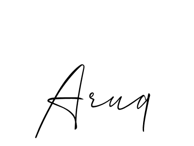 The best way (Allison_Script) to make a short signature is to pick only two or three words in your name. The name Aruq include a total of six letters. For converting this name. Aruq signature style 2 images and pictures png