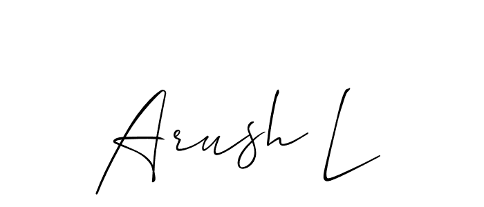 Check out images of Autograph of Arush L name. Actor Arush L Signature Style. Allison_Script is a professional sign style online. Arush L signature style 2 images and pictures png