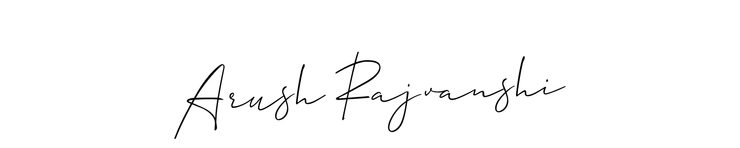 You should practise on your own different ways (Allison_Script) to write your name (Arush Rajvanshi) in signature. don't let someone else do it for you. Arush Rajvanshi signature style 2 images and pictures png