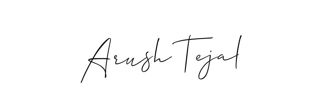 Also You can easily find your signature by using the search form. We will create Arush Tejal name handwritten signature images for you free of cost using Allison_Script sign style. Arush Tejal signature style 2 images and pictures png