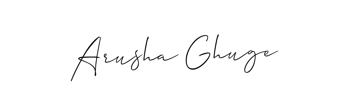 Make a beautiful signature design for name Arusha Ghuge. With this signature (Allison_Script) style, you can create a handwritten signature for free. Arusha Ghuge signature style 2 images and pictures png