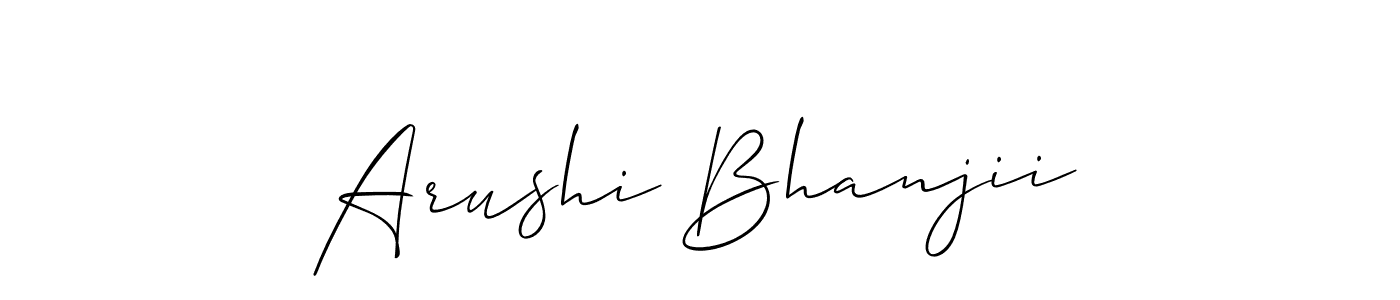 How to make Arushi Bhanjii name signature. Use Allison_Script style for creating short signs online. This is the latest handwritten sign. Arushi Bhanjii signature style 2 images and pictures png