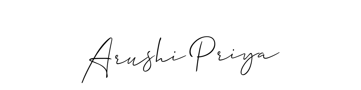 Also we have Arushi Priya name is the best signature style. Create professional handwritten signature collection using Allison_Script autograph style. Arushi Priya signature style 2 images and pictures png