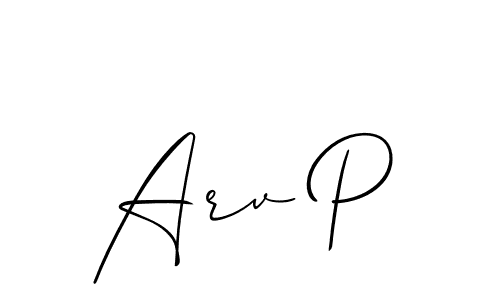 Design your own signature with our free online signature maker. With this signature software, you can create a handwritten (Allison_Script) signature for name Arv P. Arv P signature style 2 images and pictures png