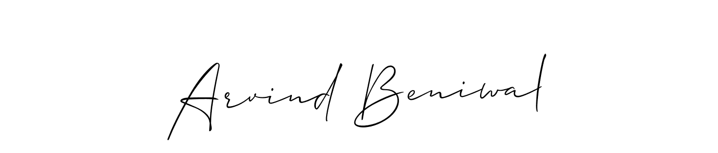 Create a beautiful signature design for name Arvind Beniwal. With this signature (Allison_Script) fonts, you can make a handwritten signature for free. Arvind Beniwal signature style 2 images and pictures png