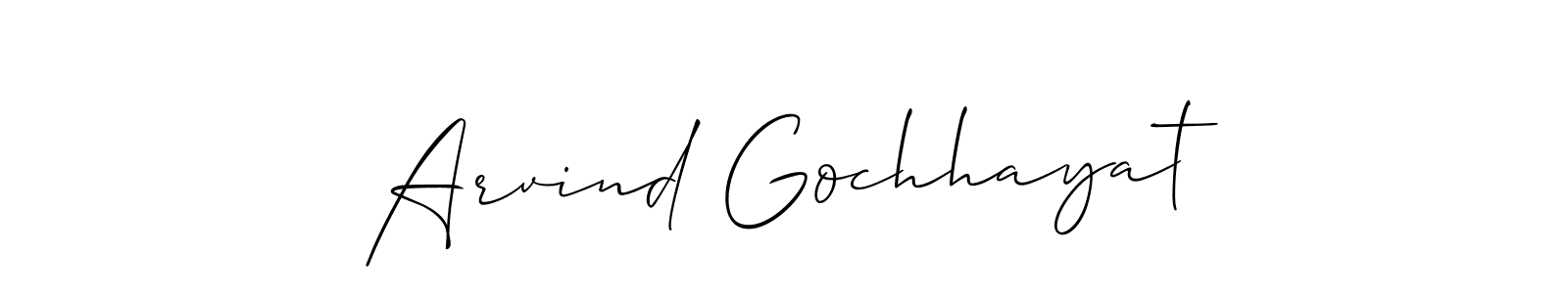 Allison_Script is a professional signature style that is perfect for those who want to add a touch of class to their signature. It is also a great choice for those who want to make their signature more unique. Get Arvind Gochhayat name to fancy signature for free. Arvind Gochhayat signature style 2 images and pictures png