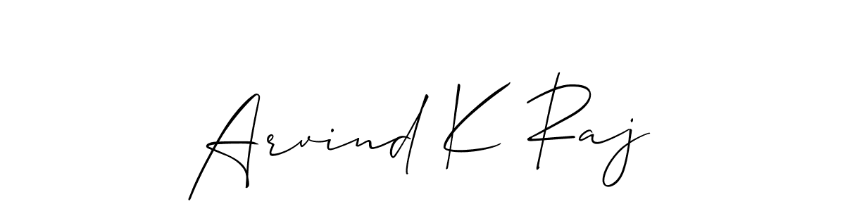 How to make Arvind K Raj name signature. Use Allison_Script style for creating short signs online. This is the latest handwritten sign. Arvind K Raj signature style 2 images and pictures png