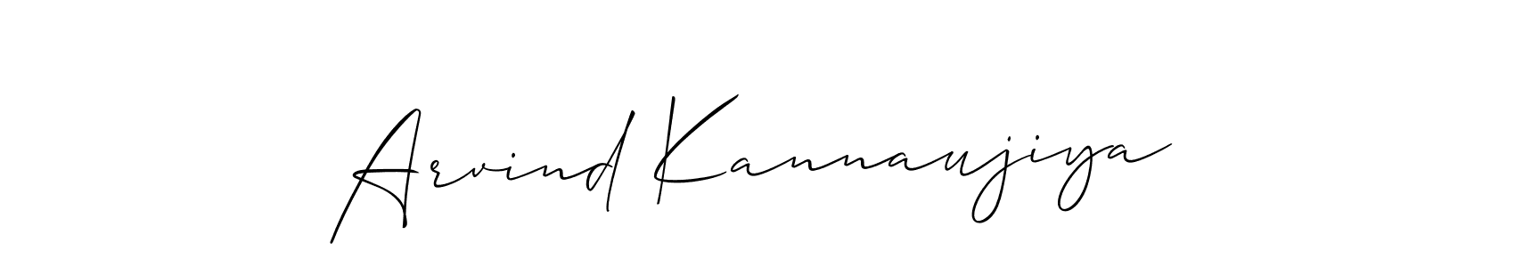 Allison_Script is a professional signature style that is perfect for those who want to add a touch of class to their signature. It is also a great choice for those who want to make their signature more unique. Get Arvind Kannaujiya name to fancy signature for free. Arvind Kannaujiya signature style 2 images and pictures png