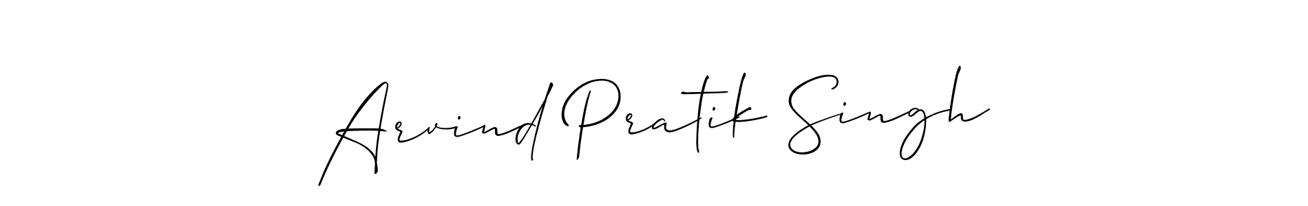 This is the best signature style for the Arvind Pratik Singh name. Also you like these signature font (Allison_Script). Mix name signature. Arvind Pratik Singh signature style 2 images and pictures png