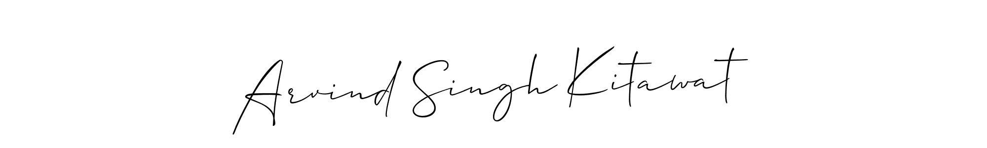 The best way (Allison_Script) to make a short signature is to pick only two or three words in your name. The name Arvind Singh Kitawat include a total of six letters. For converting this name. Arvind Singh Kitawat signature style 2 images and pictures png