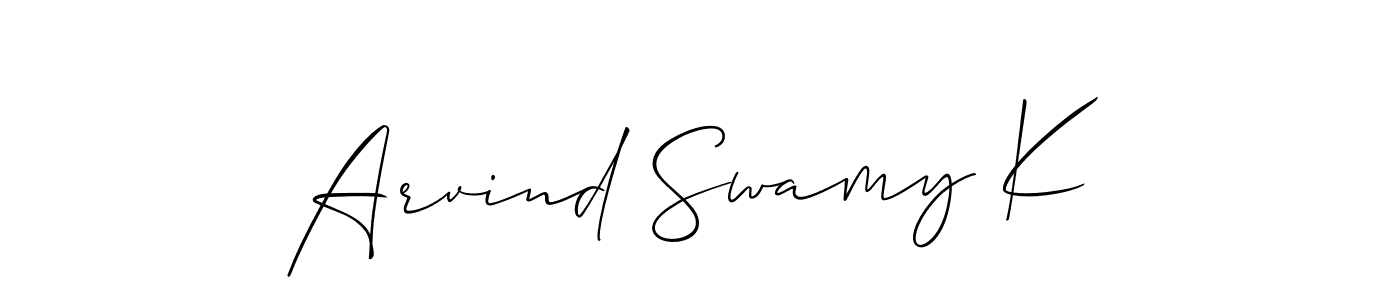 It looks lik you need a new signature style for name Arvind Swamy K. Design unique handwritten (Allison_Script) signature with our free signature maker in just a few clicks. Arvind Swamy K signature style 2 images and pictures png