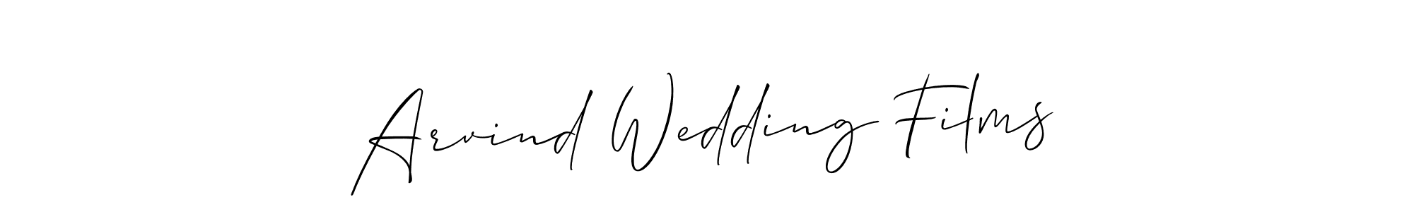Similarly Allison_Script is the best handwritten signature design. Signature creator online .You can use it as an online autograph creator for name Arvind Wedding Films. Arvind Wedding Films signature style 2 images and pictures png