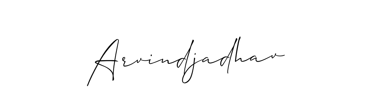 How to make Arvindjadhav name signature. Use Allison_Script style for creating short signs online. This is the latest handwritten sign. Arvindjadhav signature style 2 images and pictures png