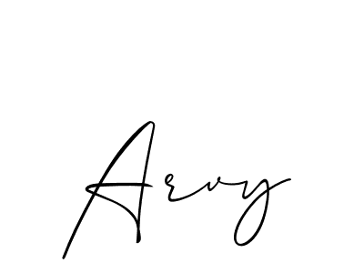 Use a signature maker to create a handwritten signature online. With this signature software, you can design (Allison_Script) your own signature for name Arvy. Arvy signature style 2 images and pictures png