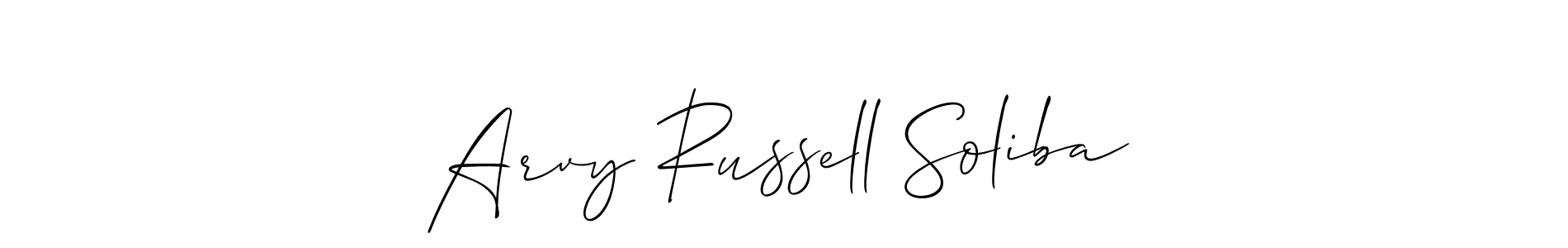 Allison_Script is a professional signature style that is perfect for those who want to add a touch of class to their signature. It is also a great choice for those who want to make their signature more unique. Get Arvy Russell Soliba name to fancy signature for free. Arvy Russell Soliba signature style 2 images and pictures png