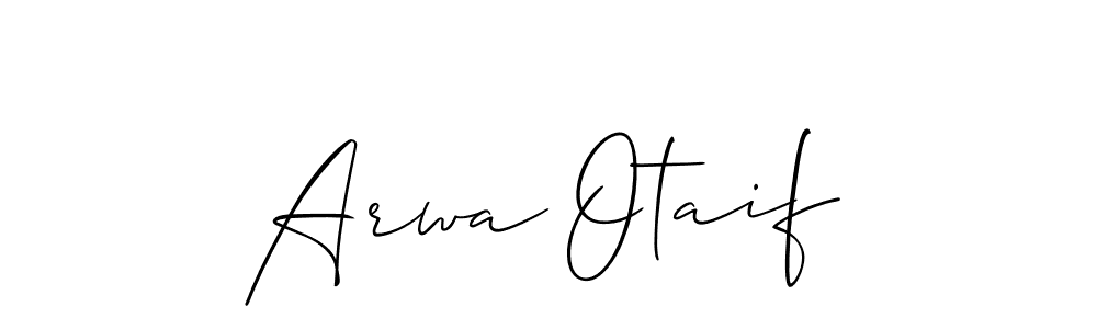 Also You can easily find your signature by using the search form. We will create Arwa Otaif name handwritten signature images for you free of cost using Allison_Script sign style. Arwa Otaif signature style 2 images and pictures png