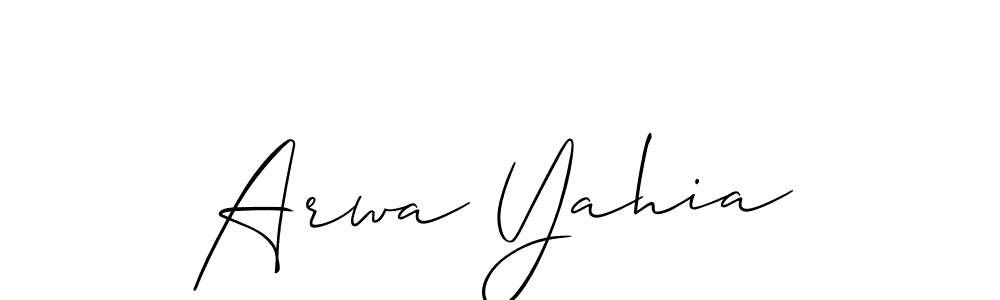 Arwa Yahia stylish signature style. Best Handwritten Sign (Allison_Script) for my name. Handwritten Signature Collection Ideas for my name Arwa Yahia. Arwa Yahia signature style 2 images and pictures png