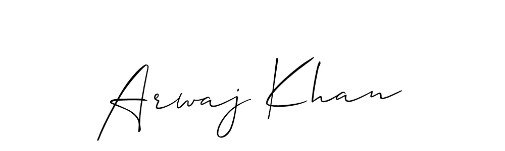 You should practise on your own different ways (Allison_Script) to write your name (Arwaj Khan) in signature. don't let someone else do it for you. Arwaj Khan signature style 2 images and pictures png