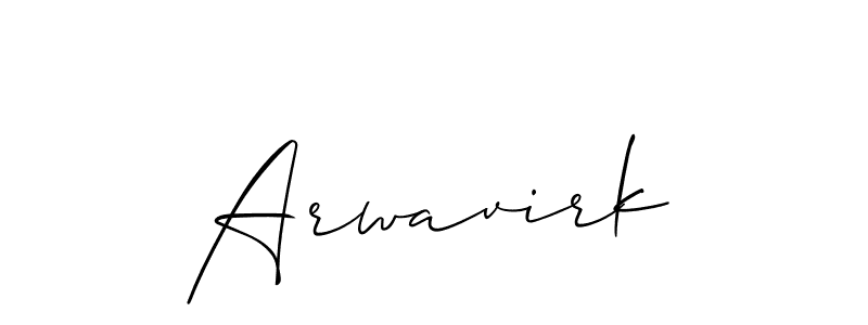 Create a beautiful signature design for name Arwavirk. With this signature (Allison_Script) fonts, you can make a handwritten signature for free. Arwavirk signature style 2 images and pictures png